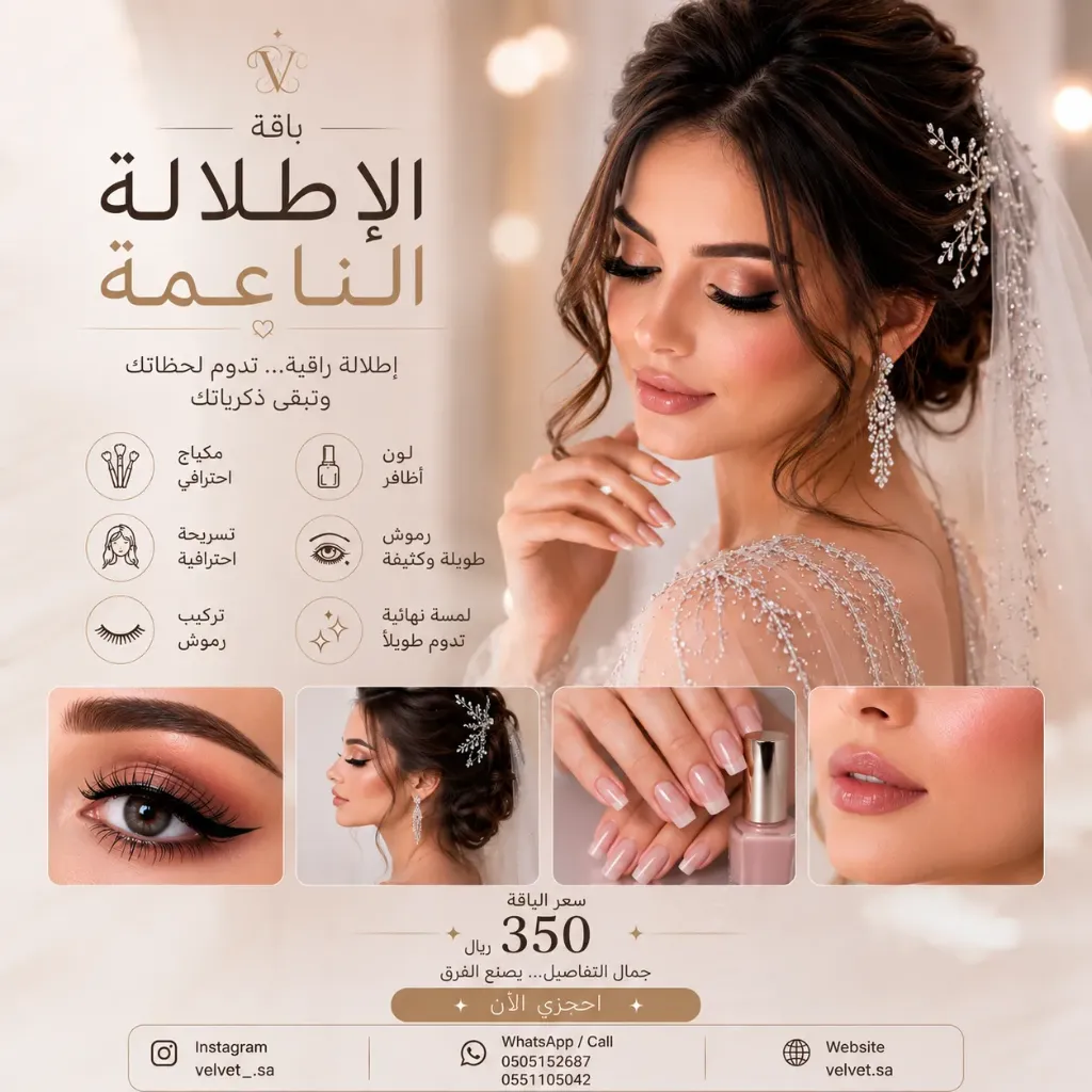 باقة الإطلالة الناعمة (مكياج وتسريحة)
